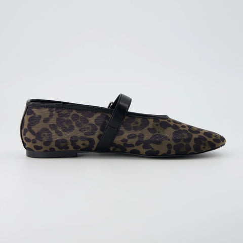 Moma Leopard Print Mary Jane Flat