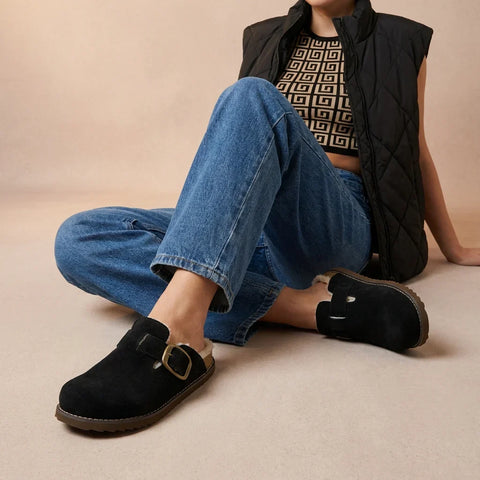 Blain Fur Genuine Suede Clogs