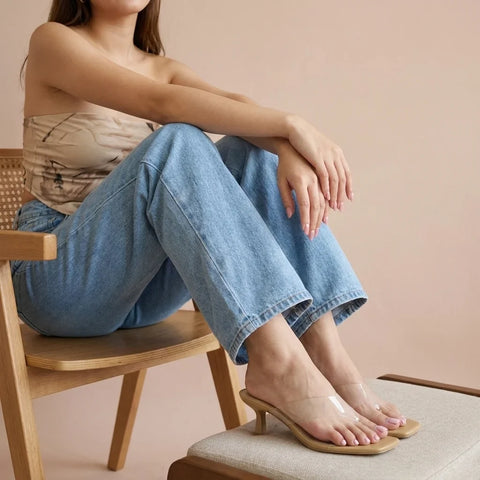 Mezzo Clear Strap Kitten Heels