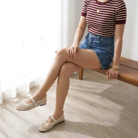 Wendy Woven Mary Jane Flats