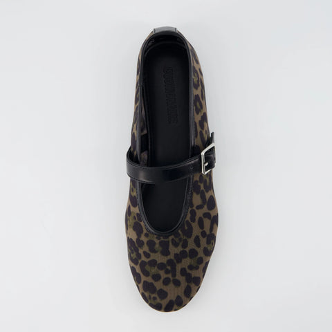 Moma Leopard Print Mary Jane Flat